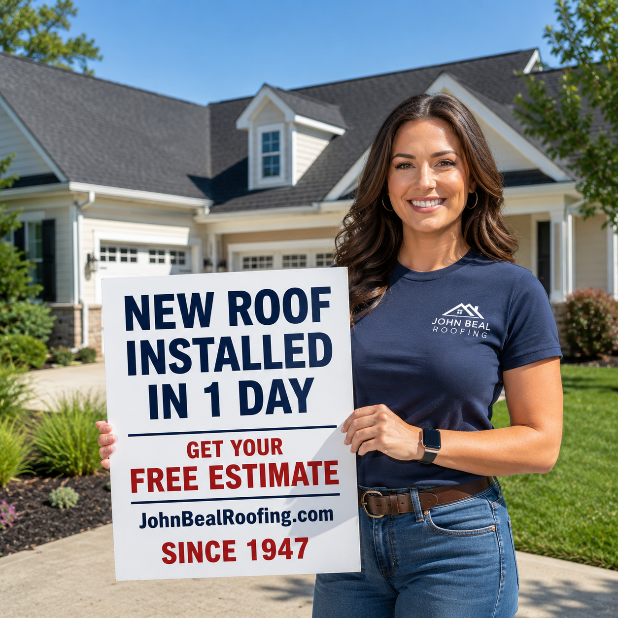 John Beal Roofing free estimate ad creative